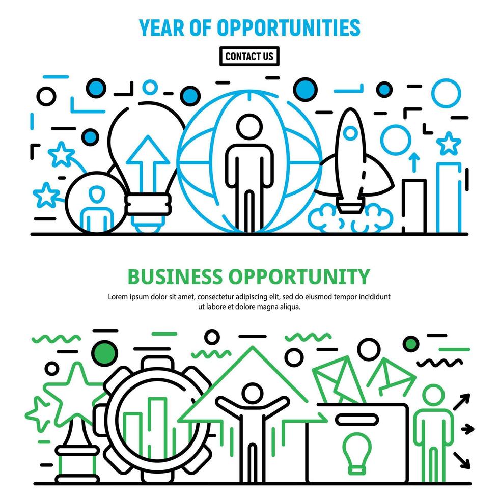 Opportunity business banner set, outline style vector