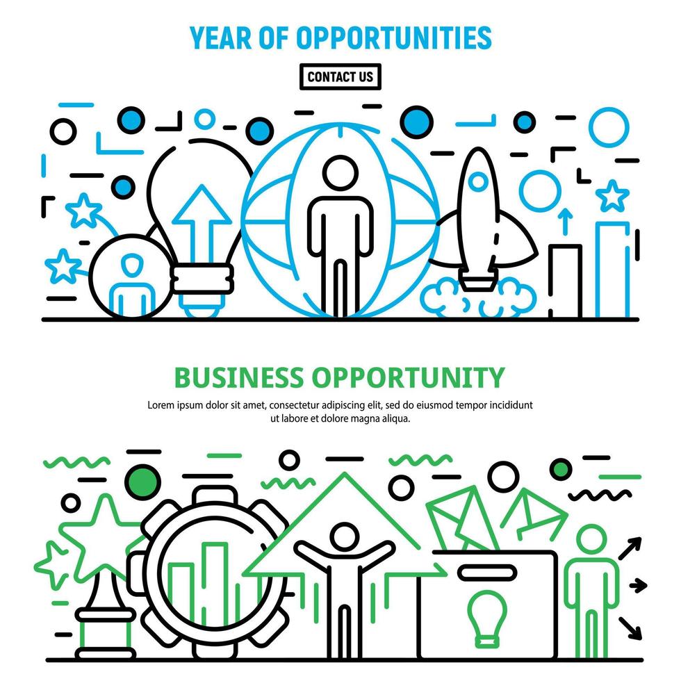 Opportunity business banner set, outline style vector