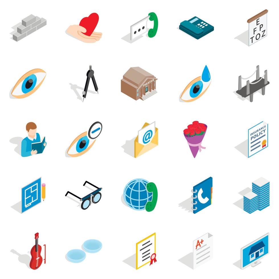 Engineers icons set, isometric style vector