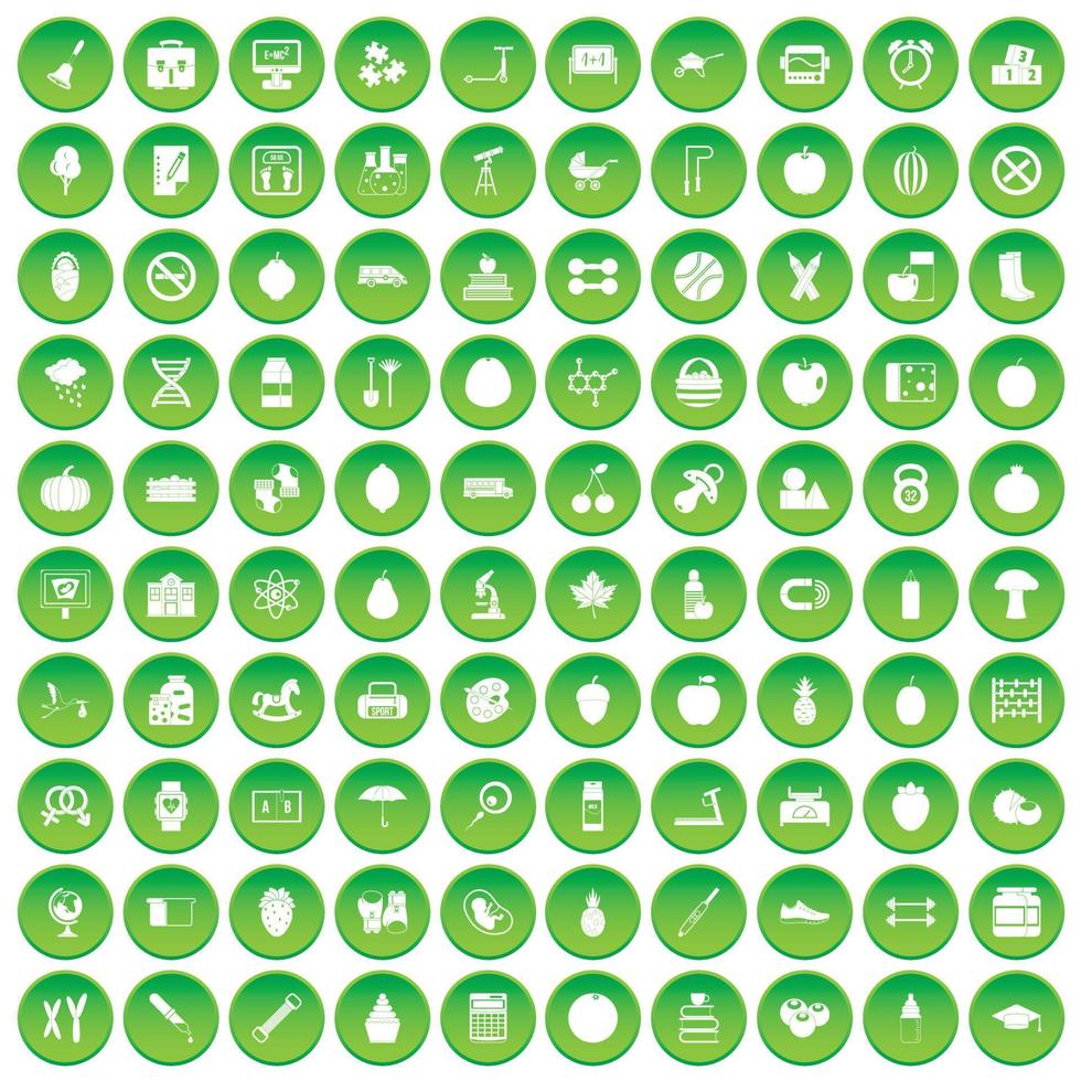 100 apple icons set green circle vector