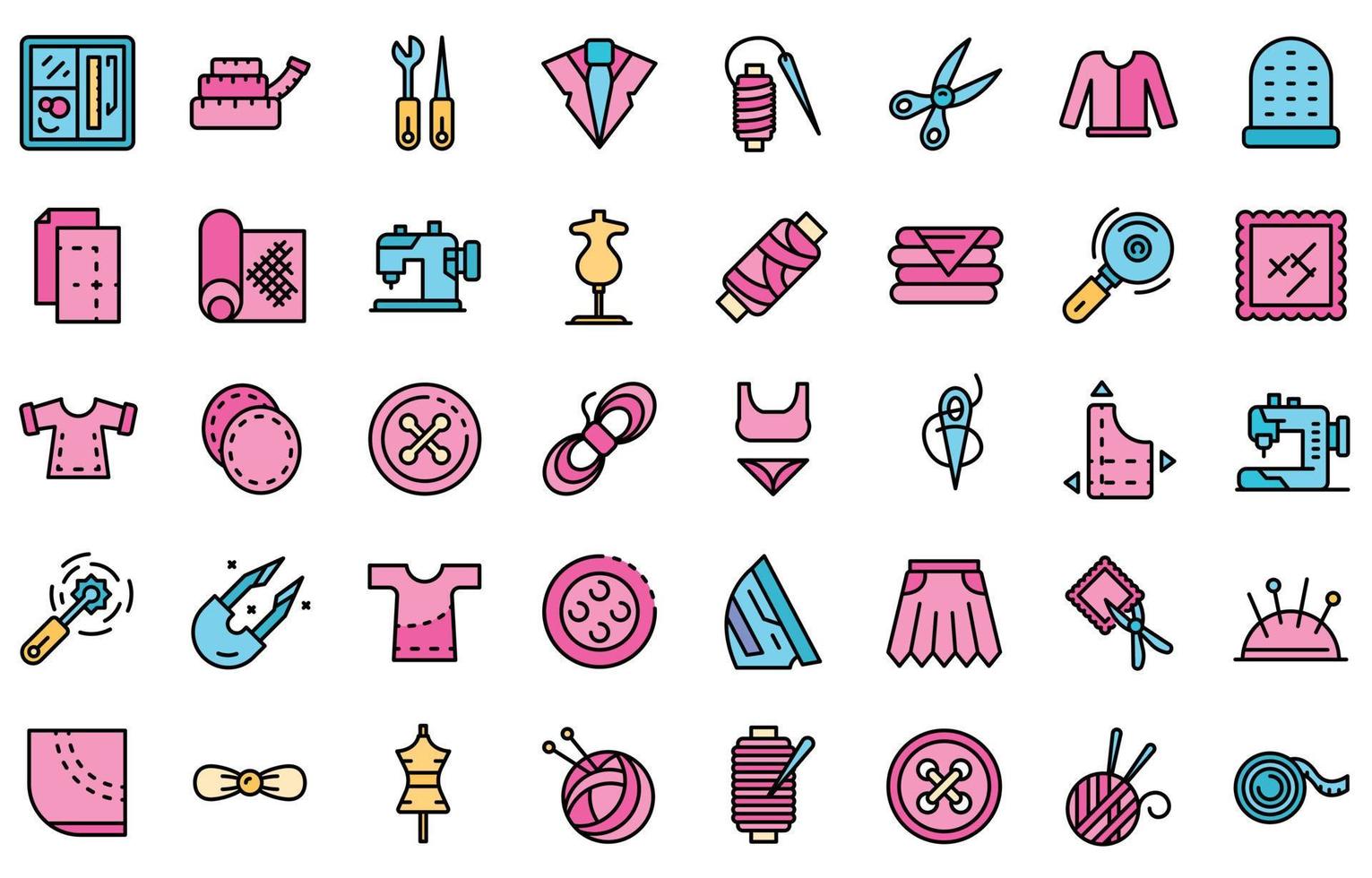 Haberdashery icons set line color vector