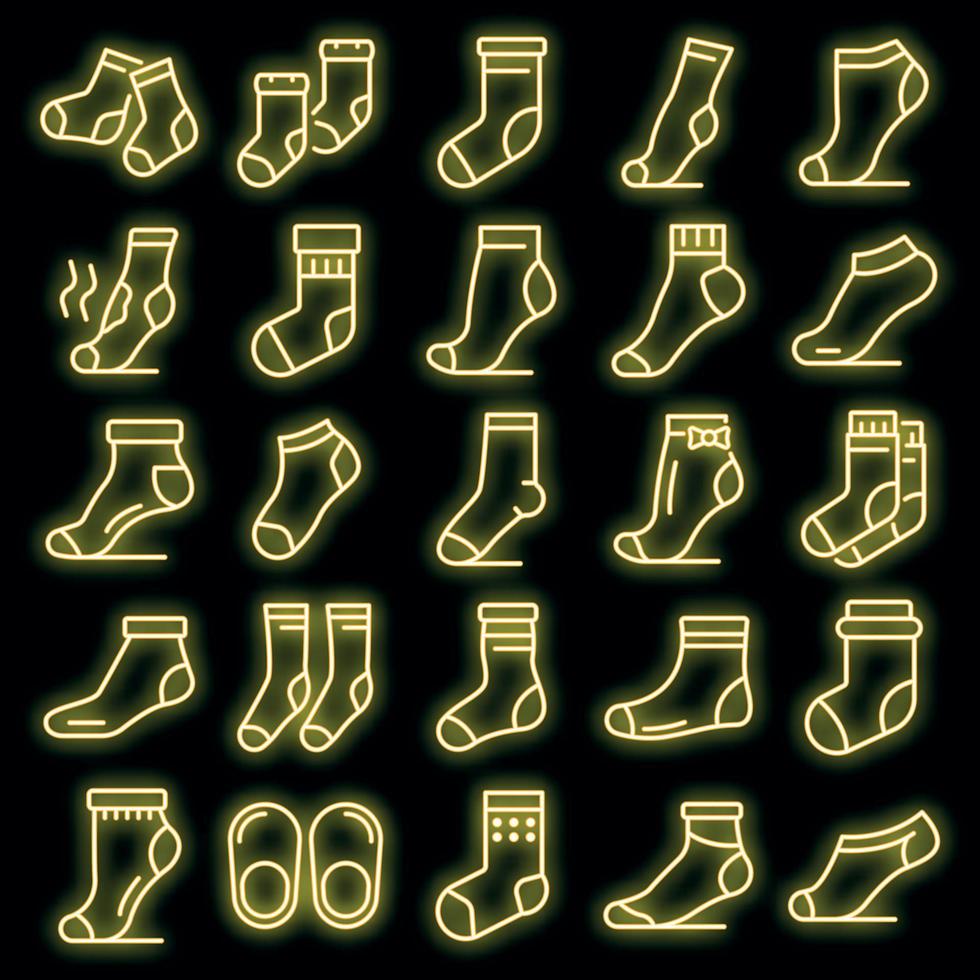 Socks icons set vector neon