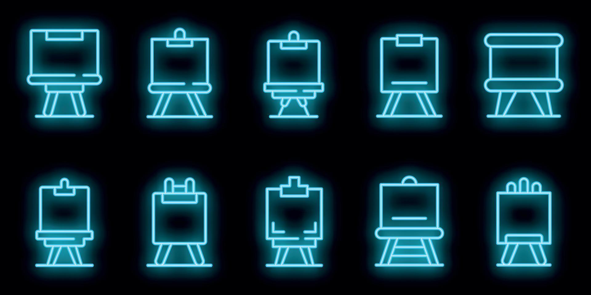 Easel icons set vector neon