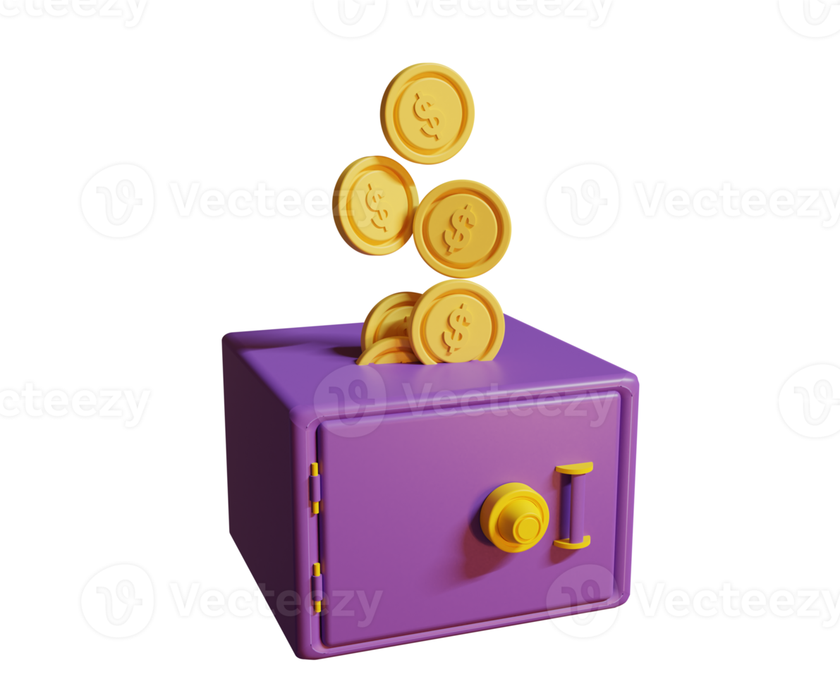 3d gold safe box png