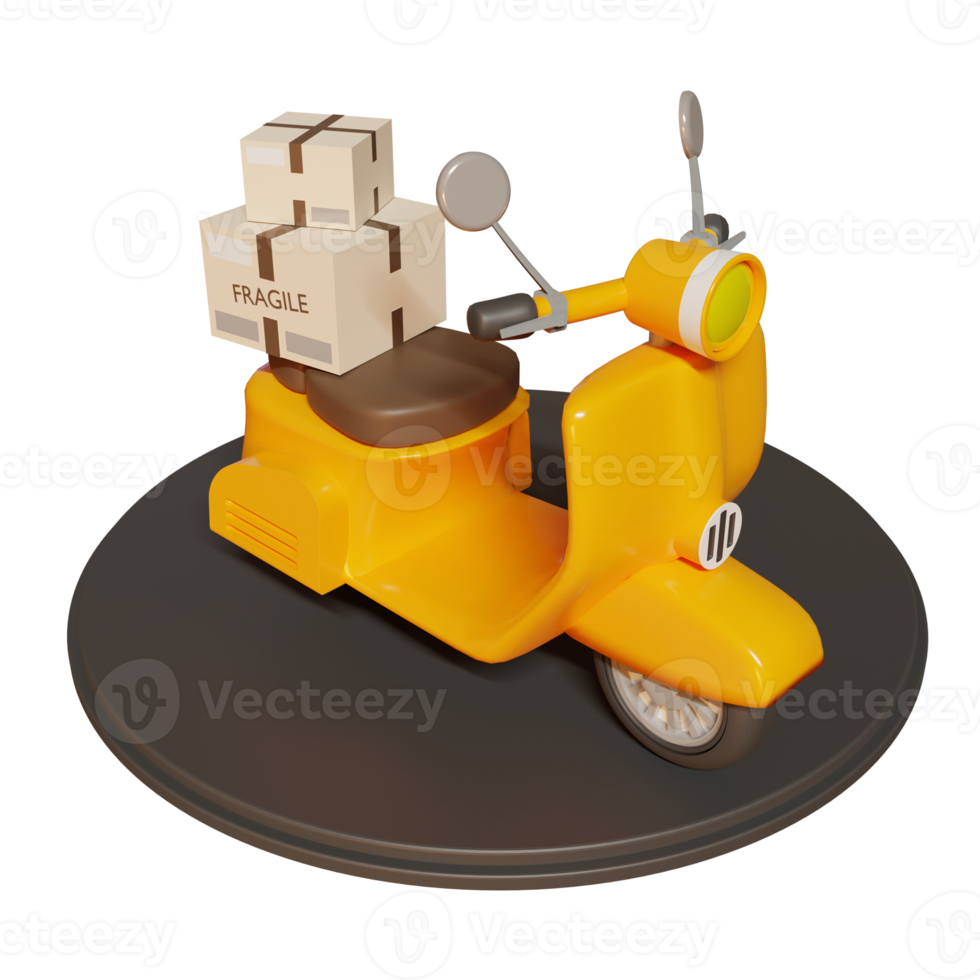 3d delivery packages with motorcycle png