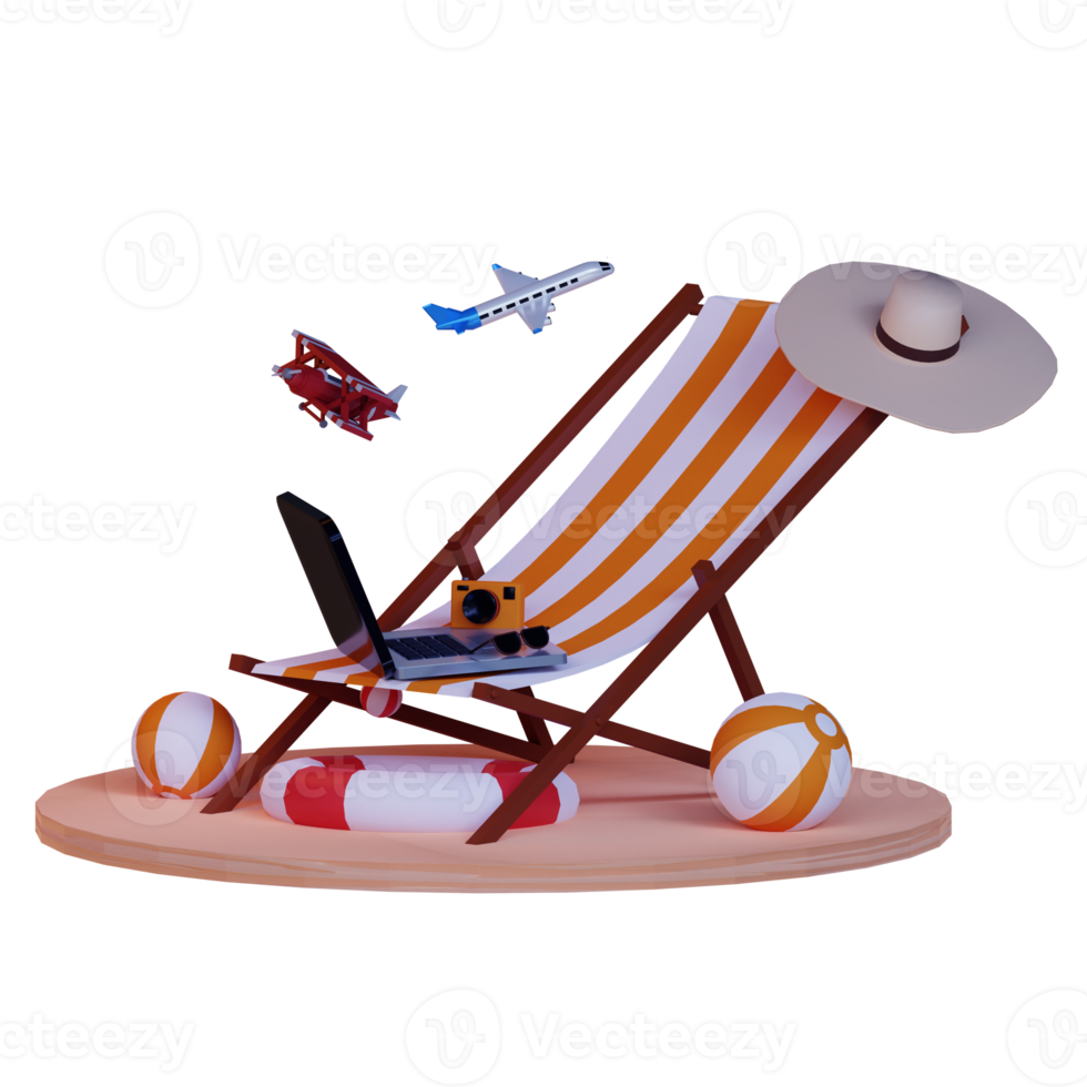 3d travel when summer holiday icon png