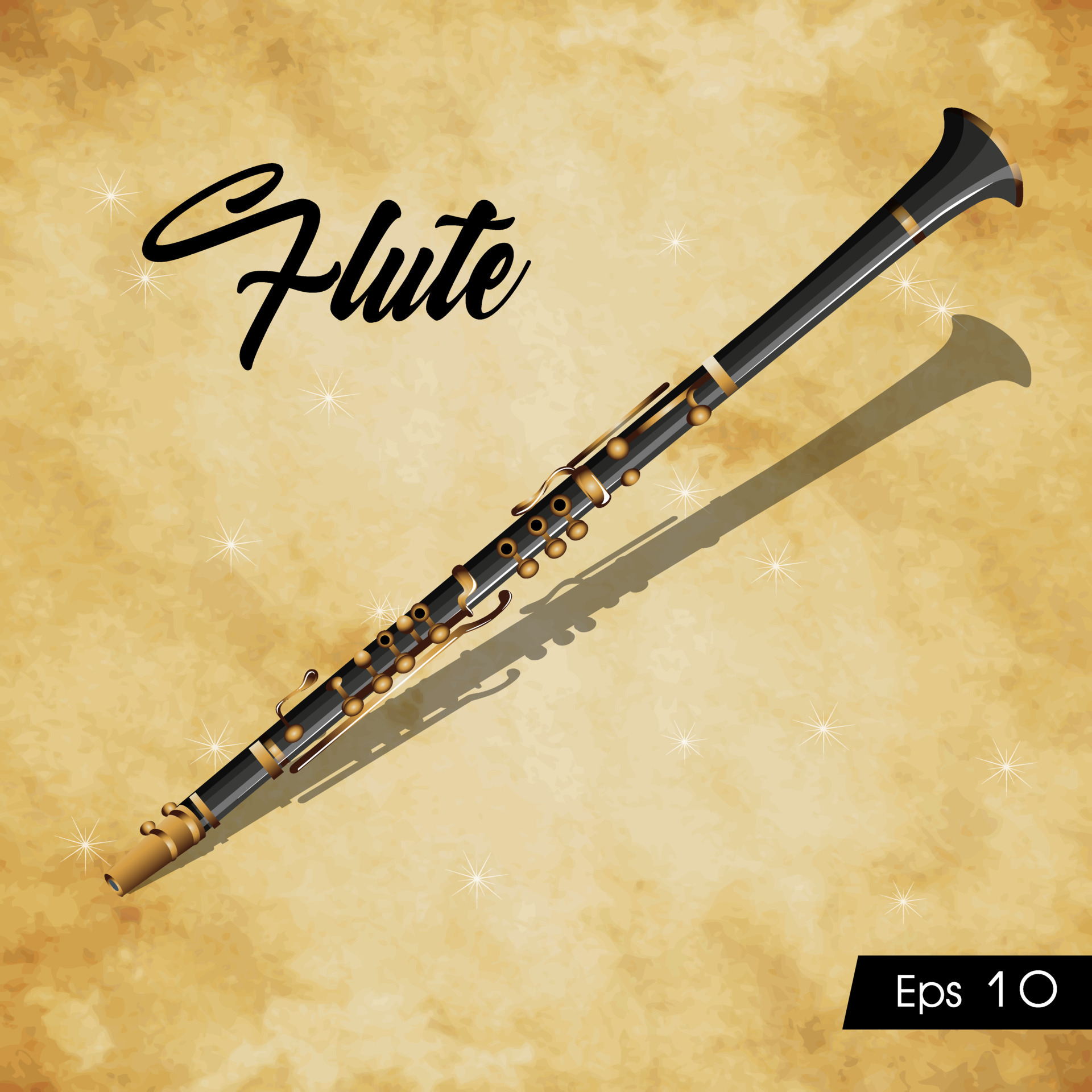 Flute musical instrument illustration on vintage background 8845775 Vector  Art at Vecteezy