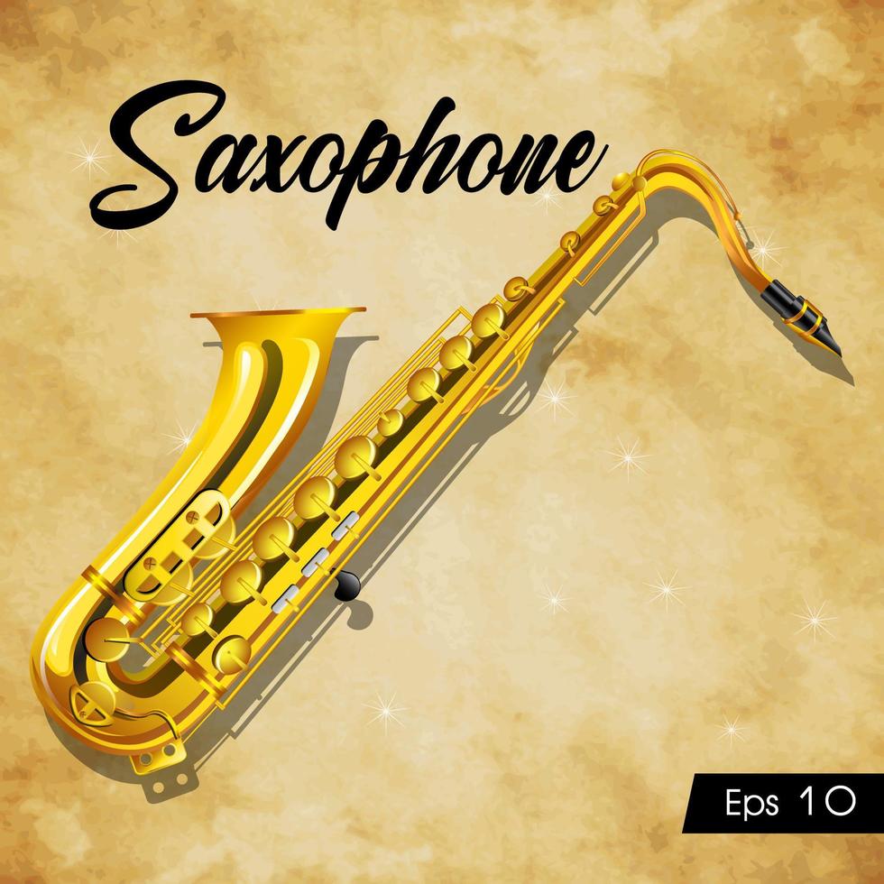 ilustración de instrumento musical de saxofón sobre fondo vintage vector