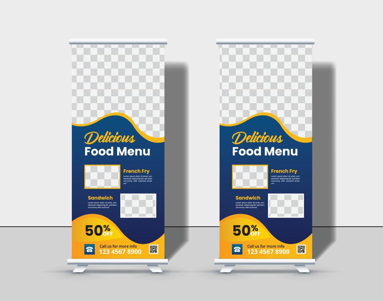 Food and restaurant rollup banner or xbanner design template free Vector