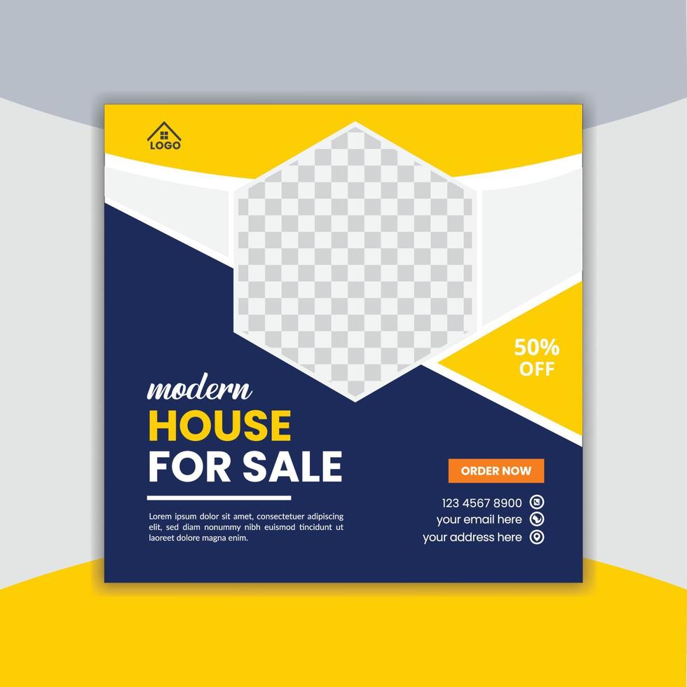 Real estate social media post, web banner template vector