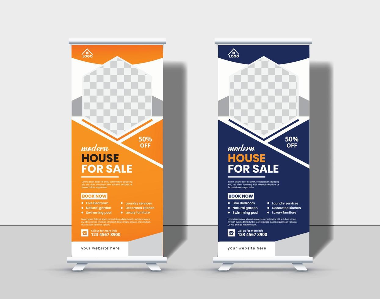 diseño de banner enrollable para agencia inmobiliaria vector