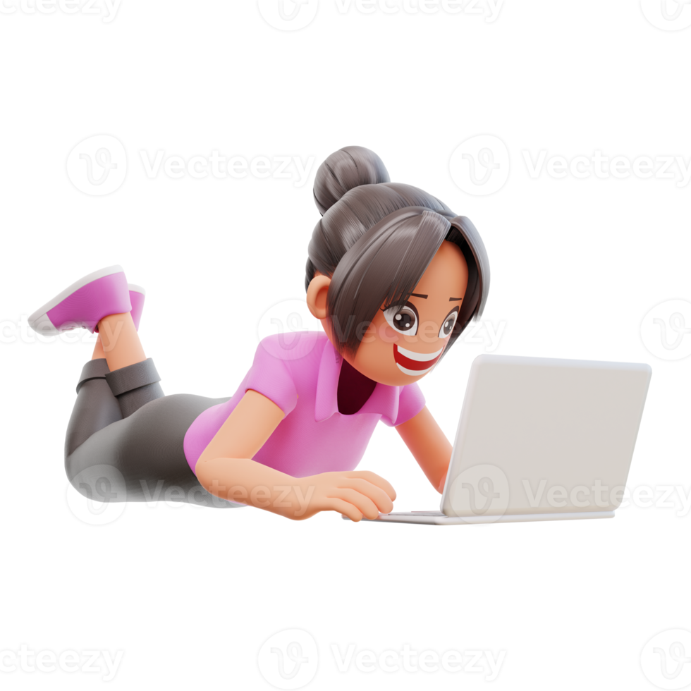 illustration student with laptop studying on online course png