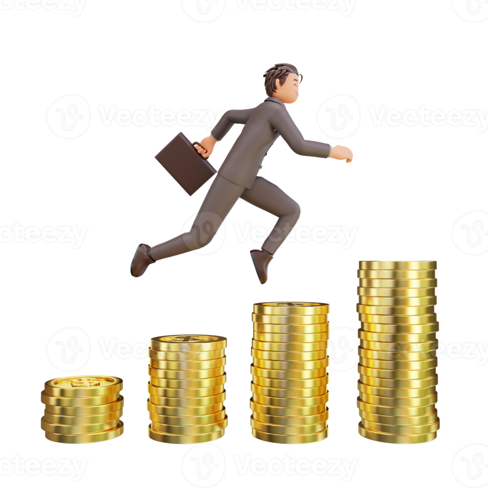 illustration successful bussinesman or investor presenting stack of money png