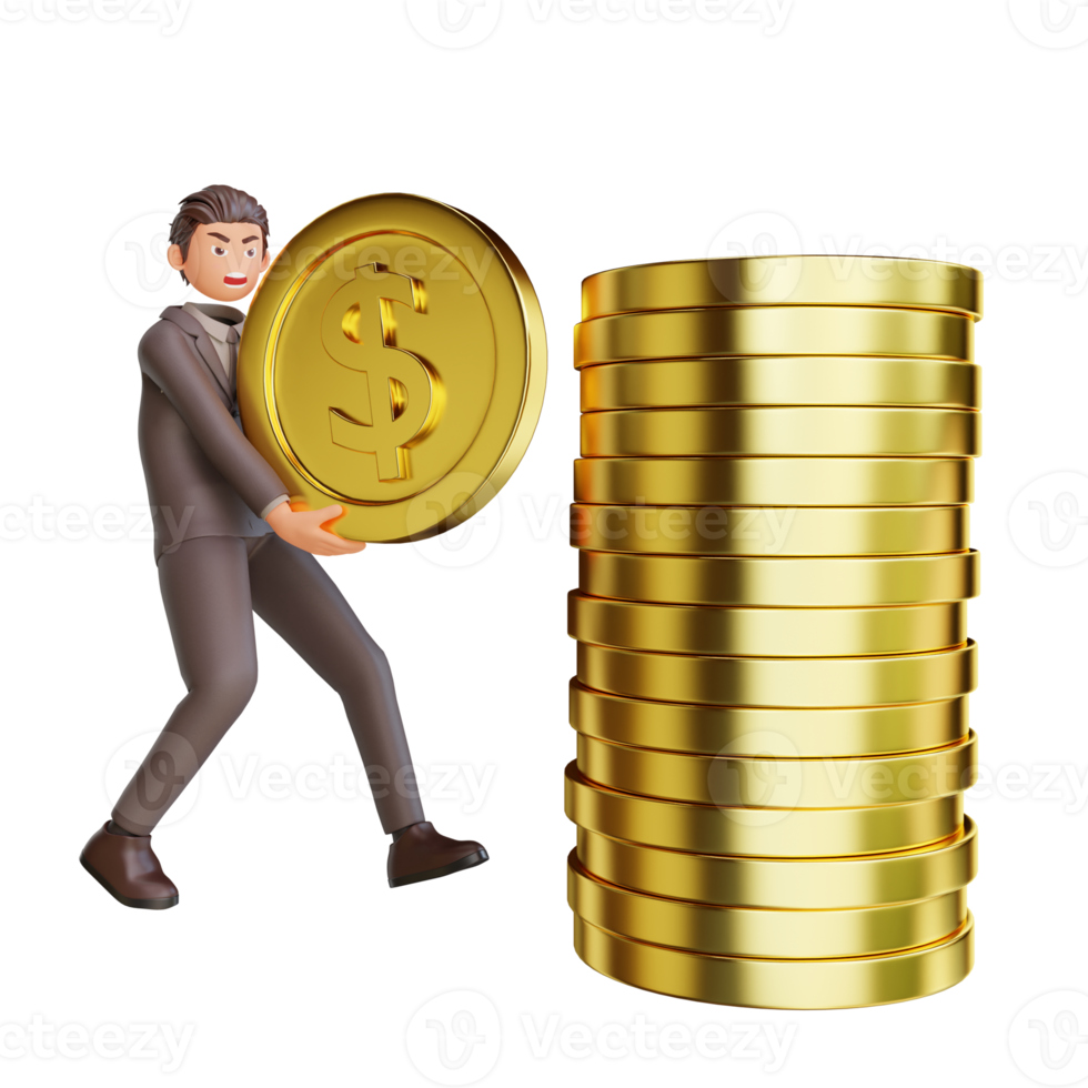 illustration bussinesman with dollar coins png