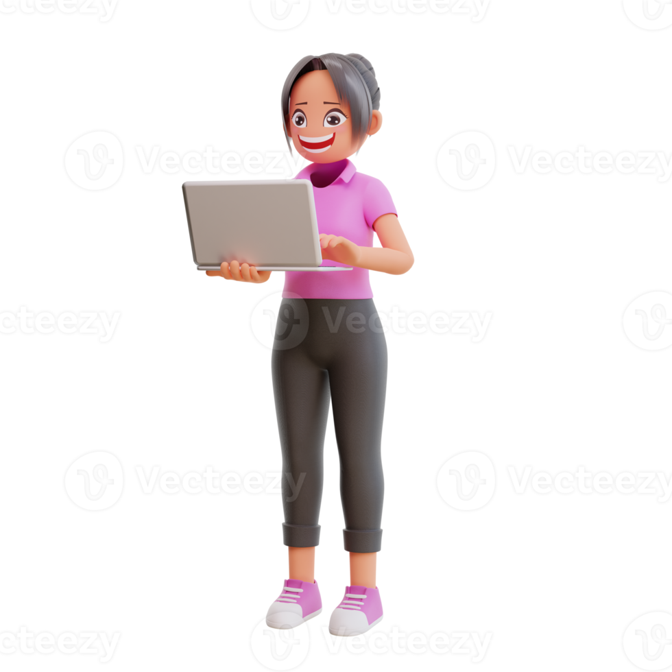 illustration cute girls with laptop png