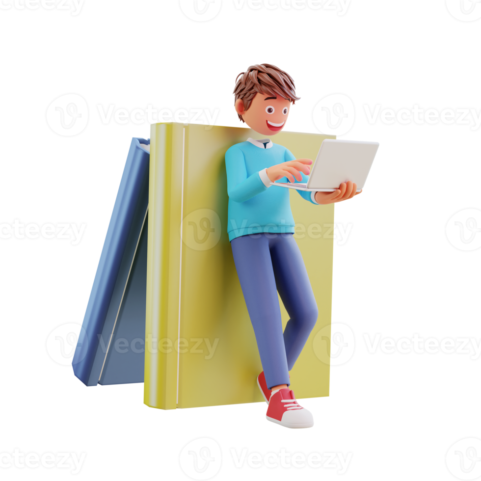 cute student online education concept, remote studying concept. png