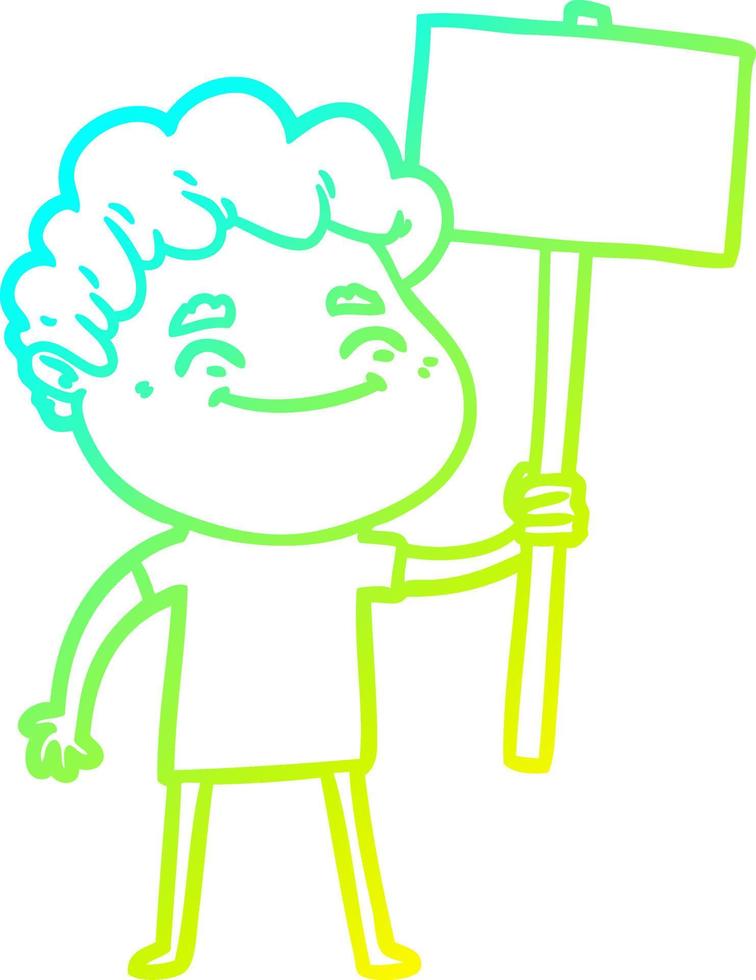cold gradient line drawing cartoon friendly man vector
