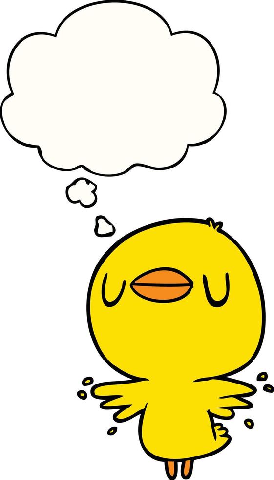 cartoon chick flapping wings and thought bubble vector