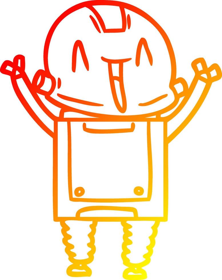 warm gradient line drawing cartoon robot vector