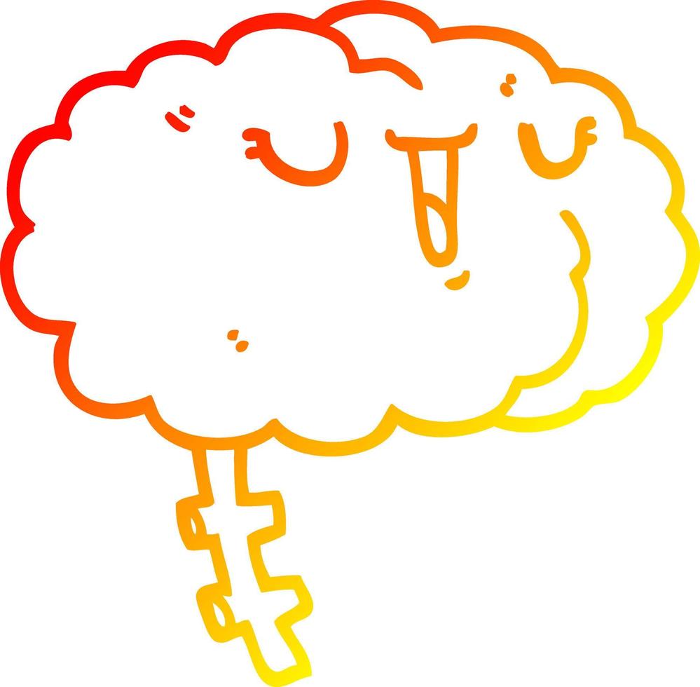 warm gradient line drawing happy cartoon brain vector