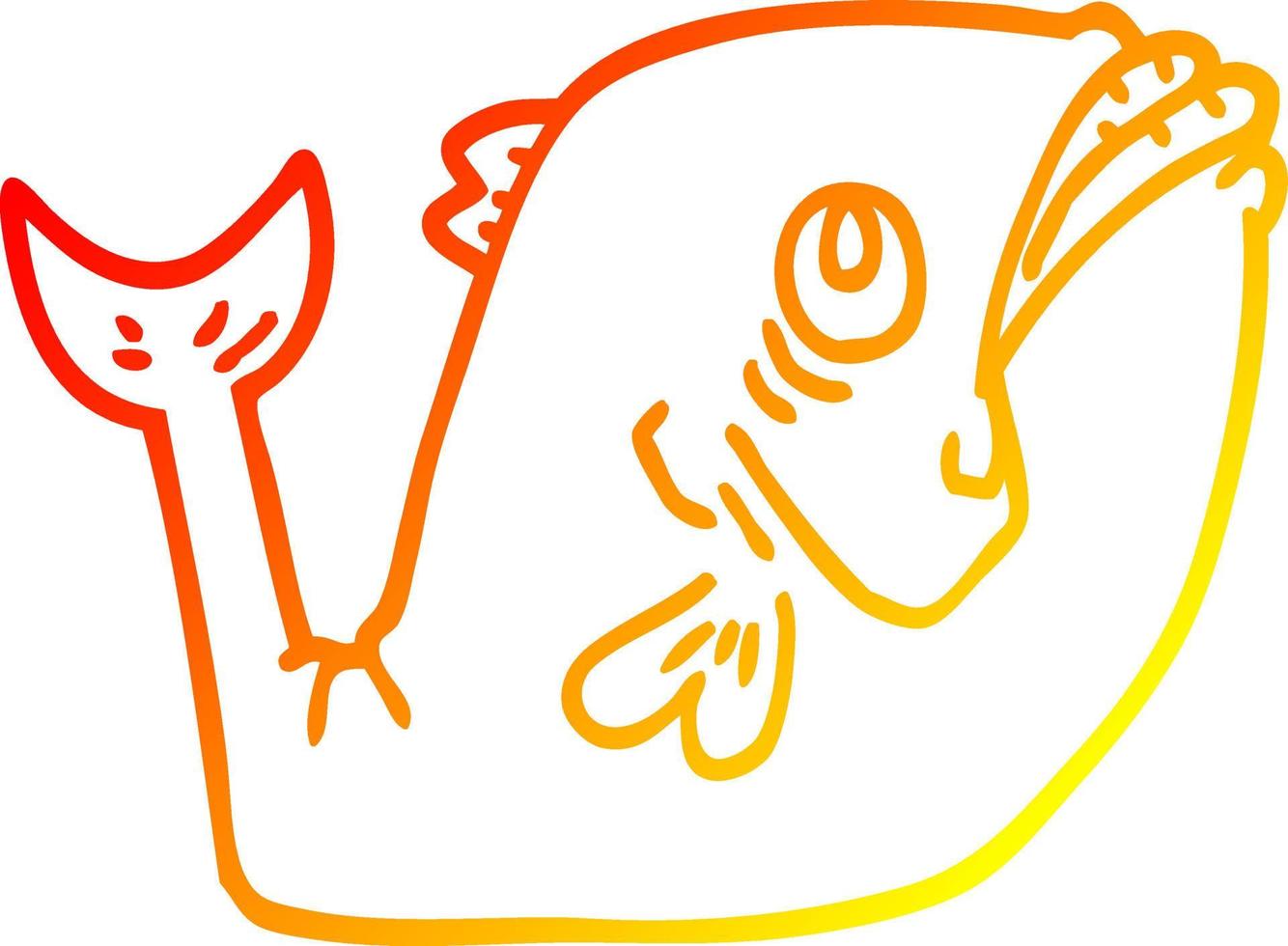warm gradient line drawing funny cartoon fish vector