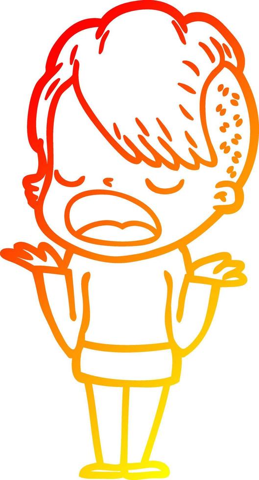 warm gradient line drawing cartoon cool hipster girl talking vector