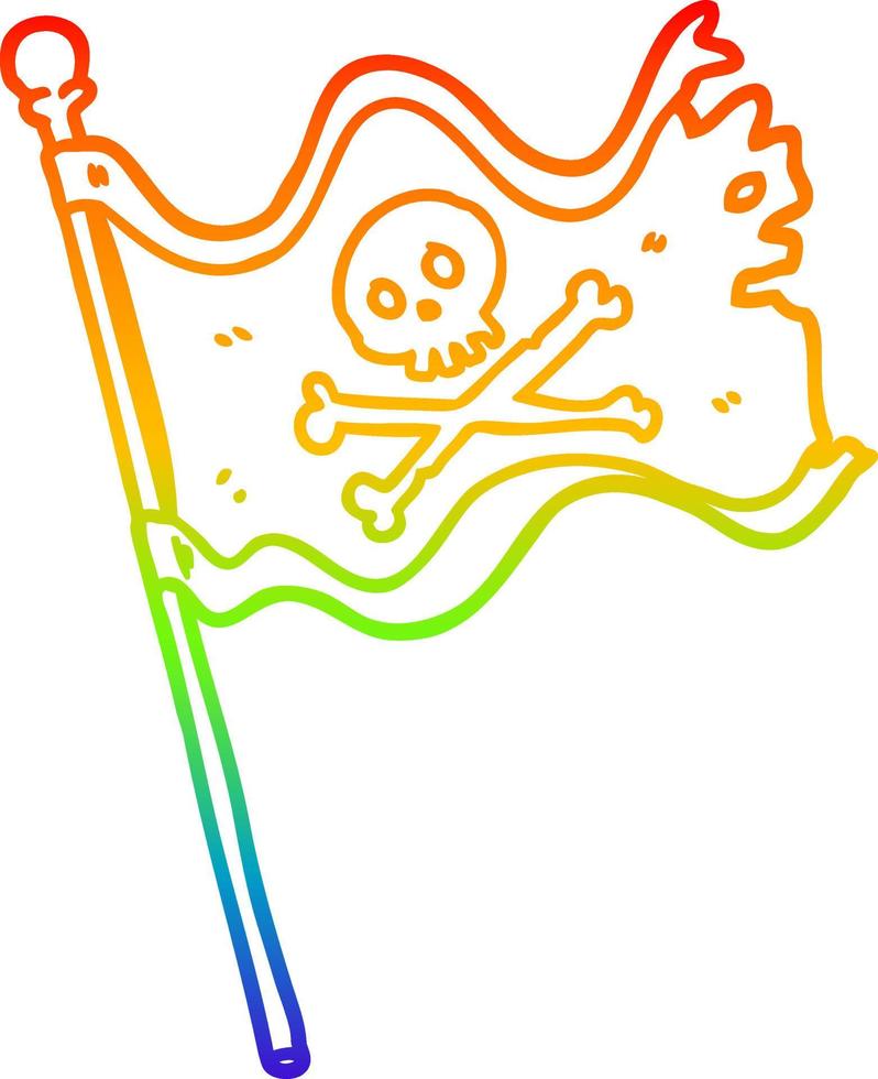 rainbow gradient line drawing pirate flag vector