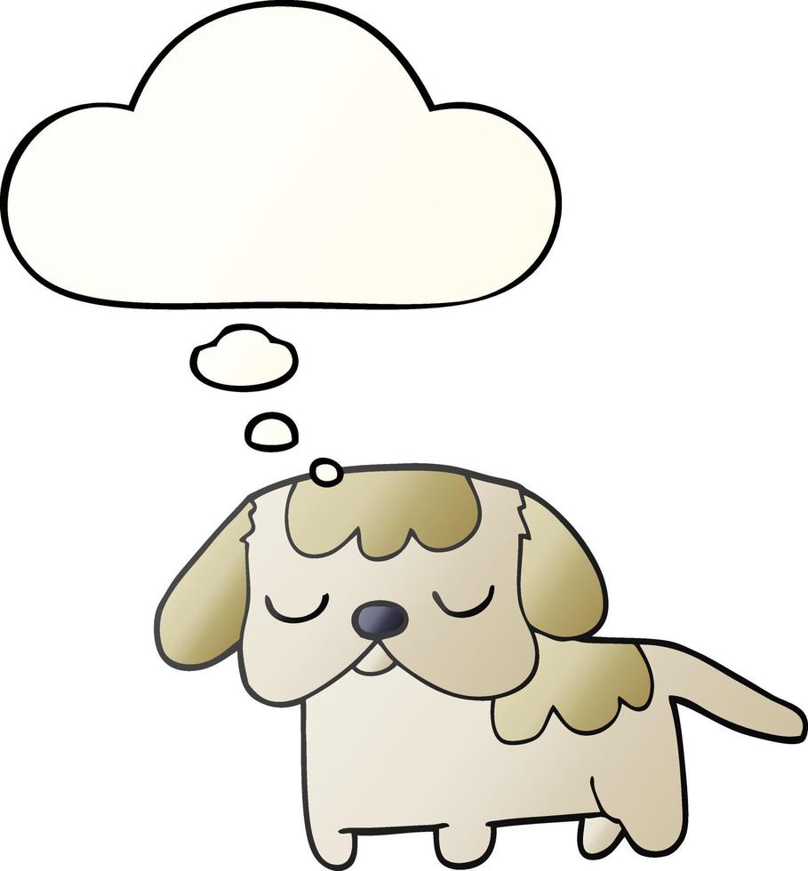 cute cartoon puppy and thought bubble in smooth gradient style vector