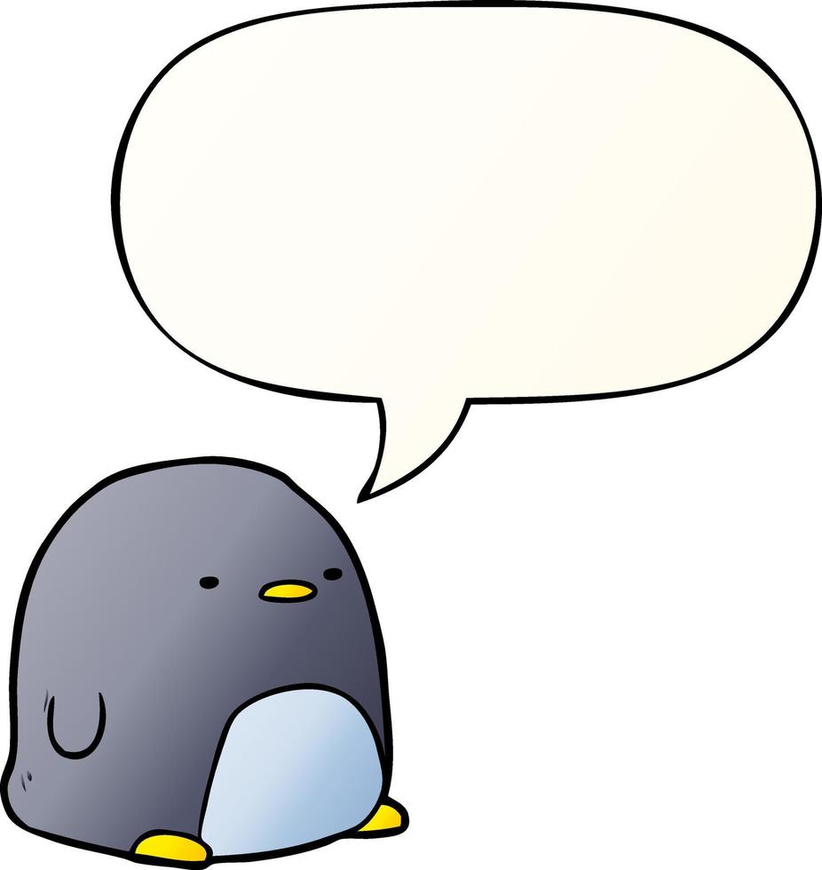 cute cartoon penguin and speech bubble in smooth gradient style vector