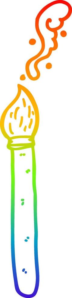 rainbow gradient line drawing cartoon paint brush vector