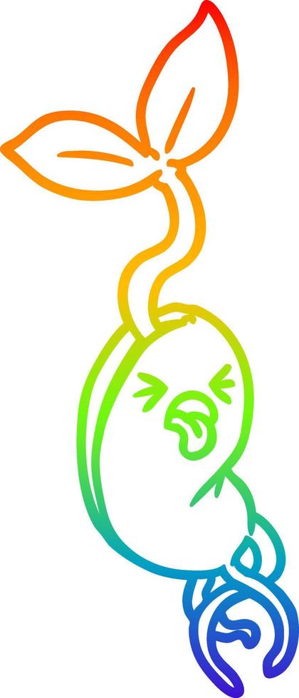 rainbow gradient line drawing cartoon sprouting seedling vector