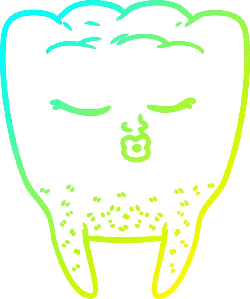 cold gradient line drawing cartoon tooth vector