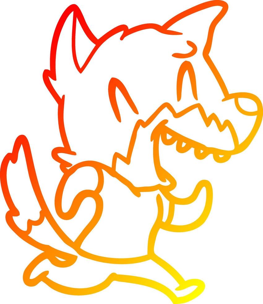 warm gradient line drawing laughing fox running away vector