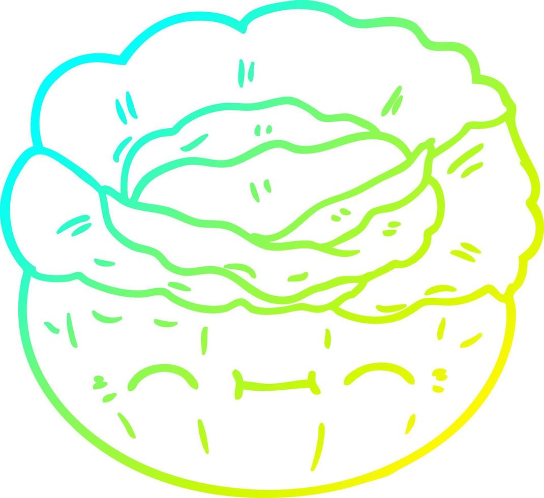 cold gradient line drawing cartoon cabbage vector