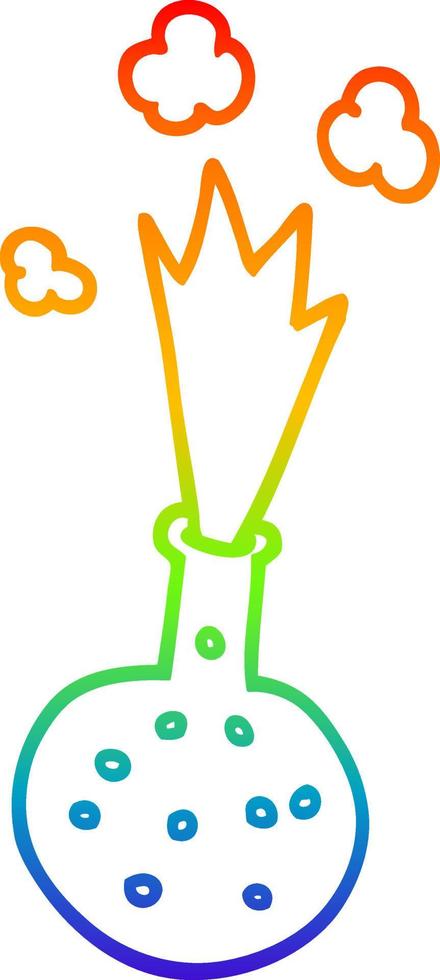 rainbow gradient line drawing cartoon chemical reaction vector