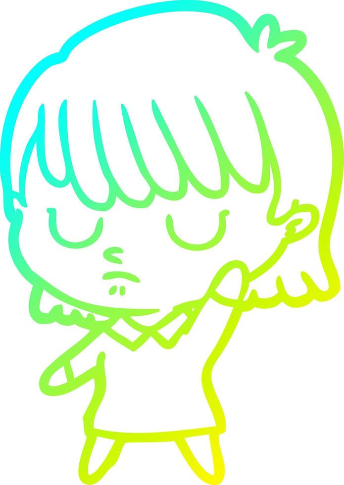 cold gradient line drawing cartoon woman vector