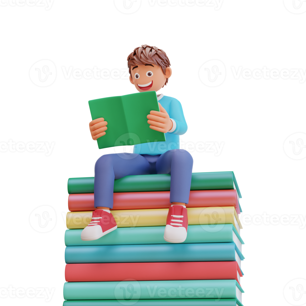 illustration student reading a book png