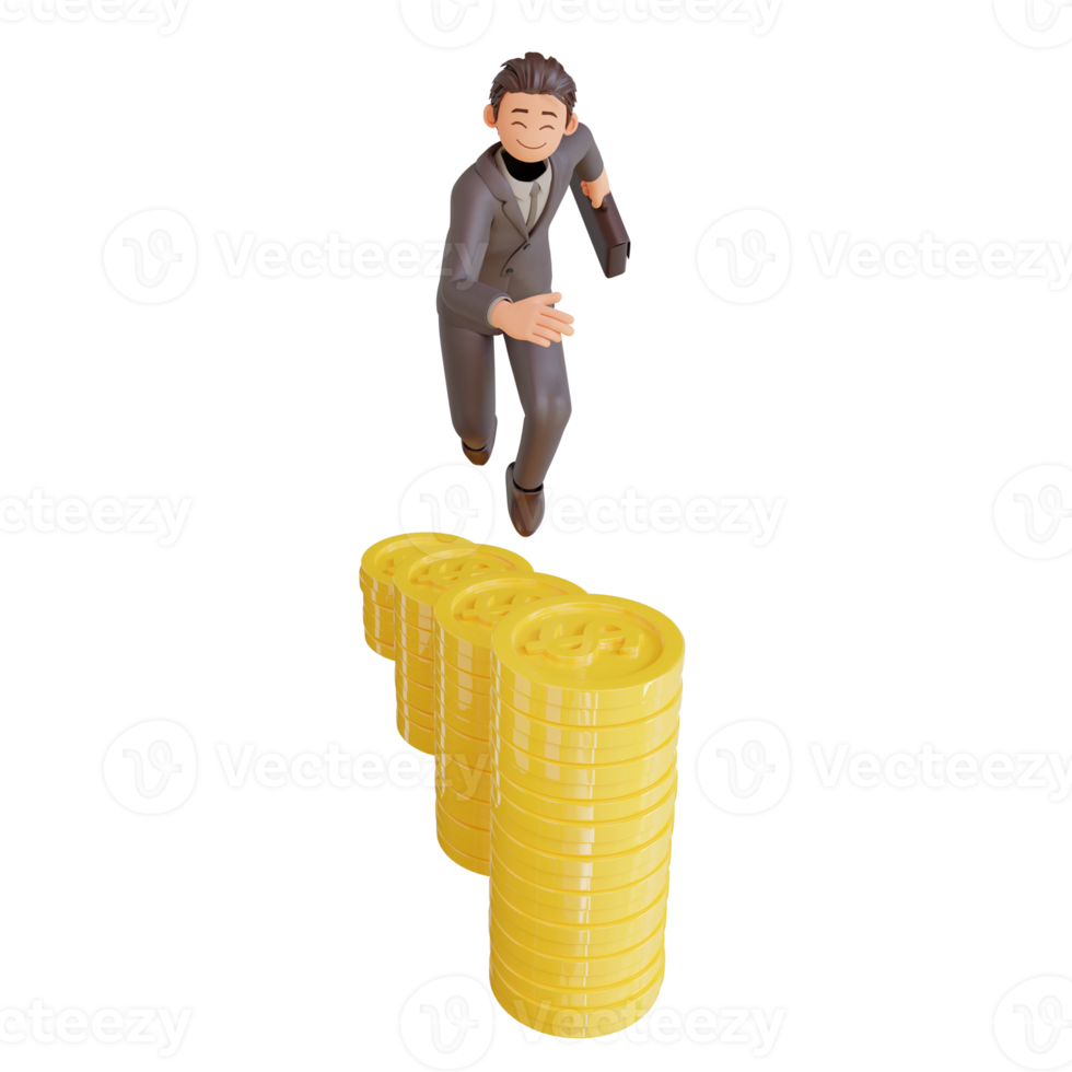illustration successful bussinesman or investor presenting stack of money png
