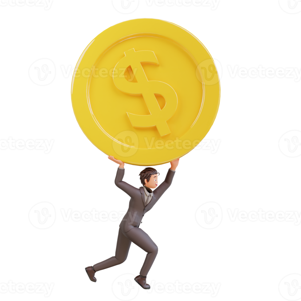 illustration bussinesman with dollar coins png