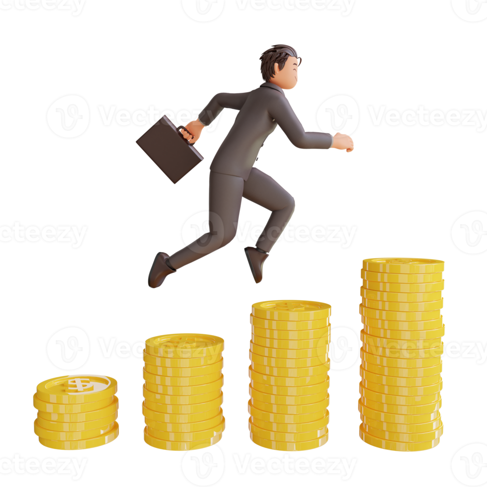 illustration successful bussinesman or investor presenting stack of money png