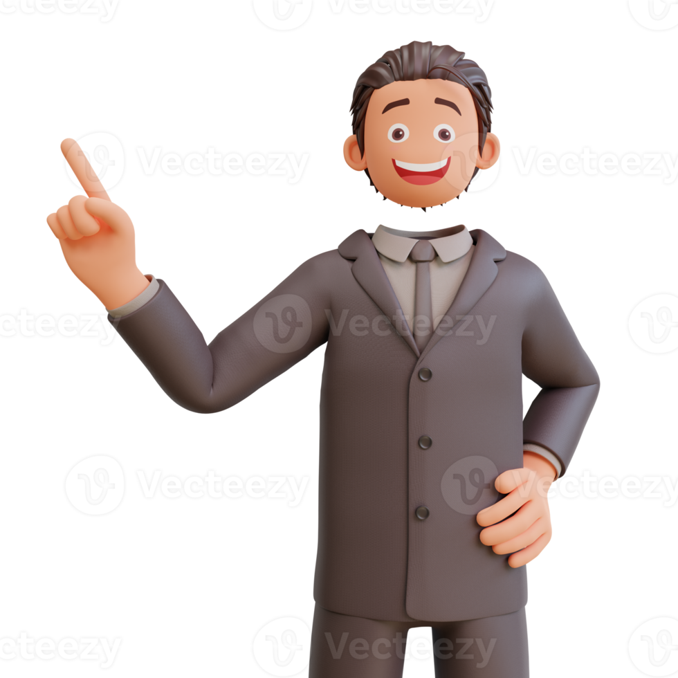 character bussinesman pointing up png