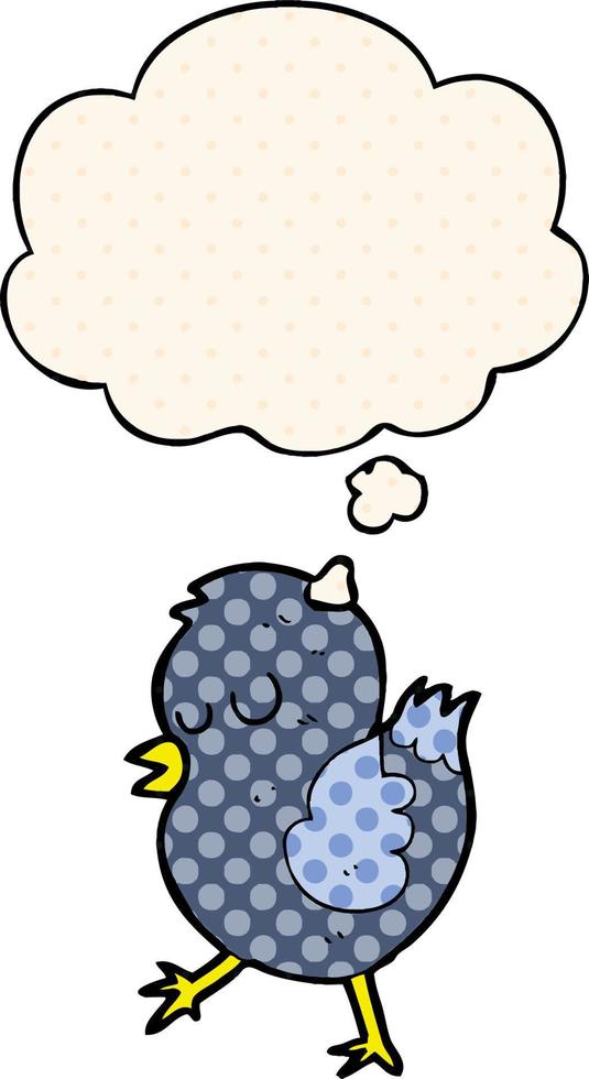 cartoon bird and thought bubble in comic book style vector