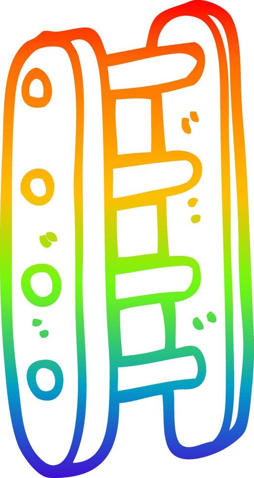 rainbow gradient line drawing cartoon tall ladder vector
