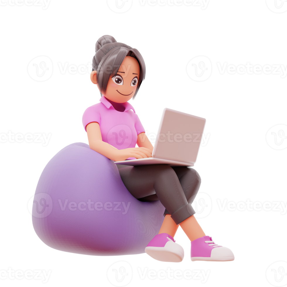 cute girl sit crossed legs hold laptop studying at home excited learn new information studying via internet contact language teacher videocall lesson png