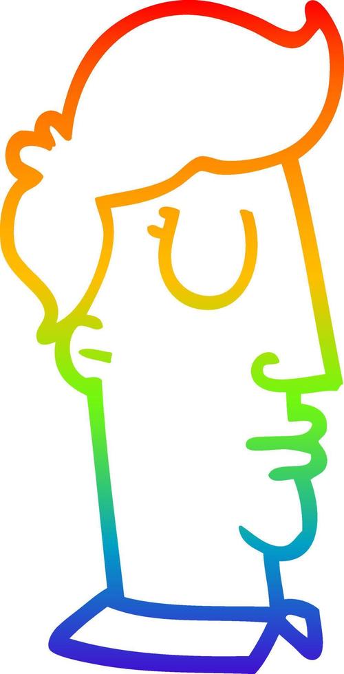 rainbow gradient line drawing cartoon human head vector