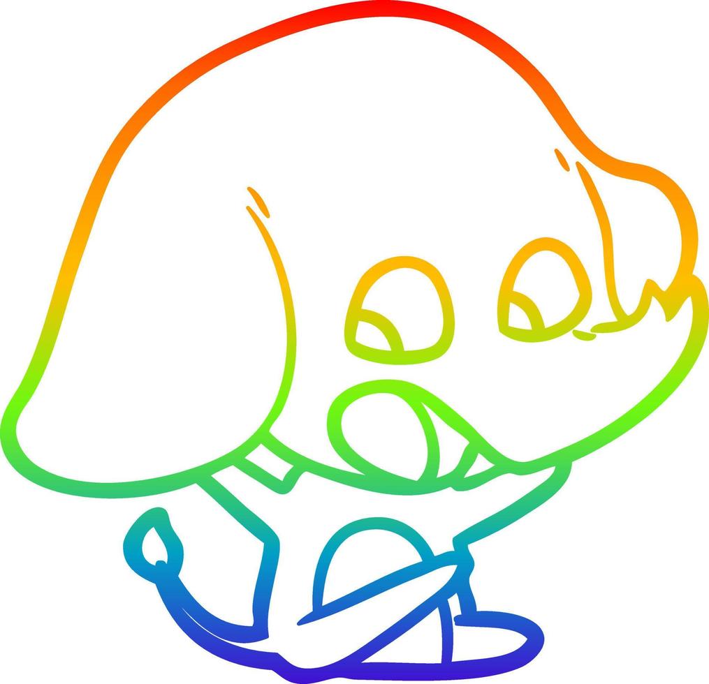 dibujo de línea de gradiente de arco iris lindo elefante de dibujos animados vector