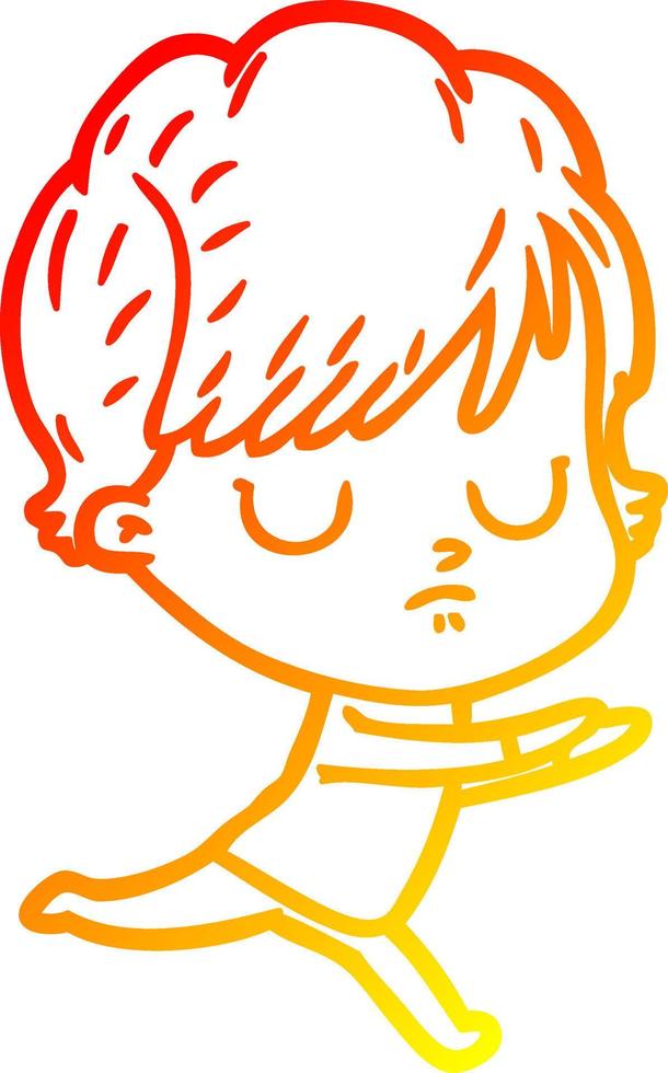warm gradient line drawing cartoon woman vector