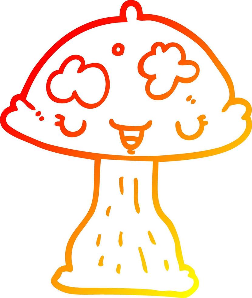 warm gradient line drawing cartoon toadstool vector