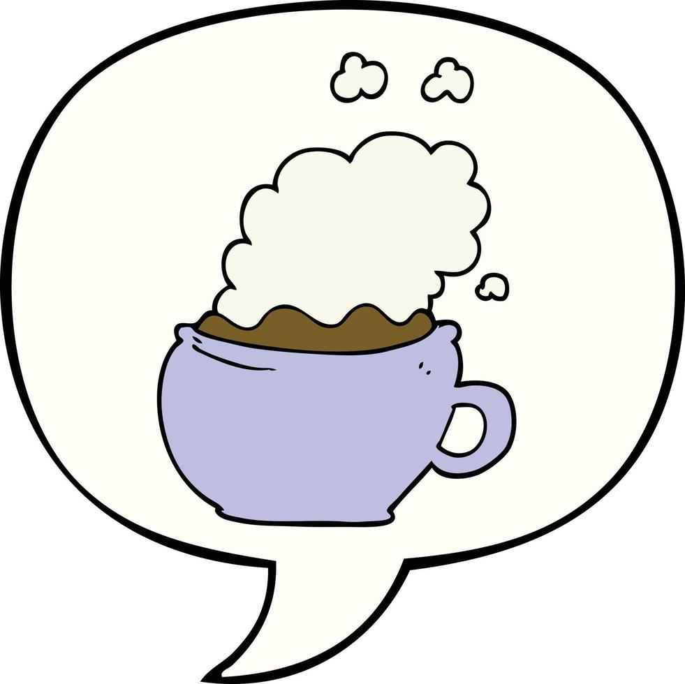 cartoon hot cup of coffee and speech bubble vector