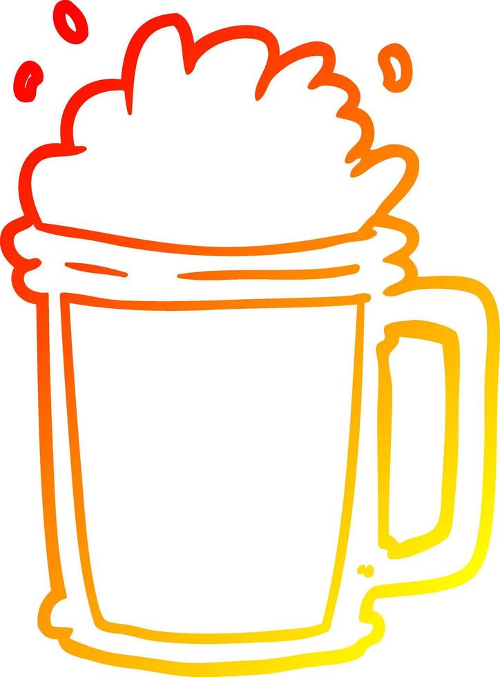 dibujo de línea de gradiente cálido pinta de cerveza vector